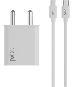 boAt WCDV 22.5W Dual Port Wall Charger With 18W Quick Charge 3.0 & 22.5W Power Delivery Support, Smart IC Protection, Auto Detection, Corrosion & PD Cable(White)