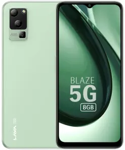 Lava Blaze 5G (Glass Green, 8GB RAM, UFS 2.2 128GB Storage)  5G Ready  50MP AI Triple Camera Upto 16GB Expandable RAM Charger