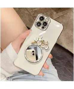 Compatible With iPhone Case Electroplated Bumper Camera Lens Protection Soft Cover Phone Case iPhone 13-White