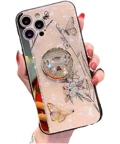  iPhone 11 Pro Max Phone Case For Plating Pearly Hard Back Pretty Cover-Pink