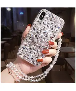 Aikukiki Diamond Case For iPhone XR Diamond Kickstand Rhinestone Bling Glitter Phone Case (White)