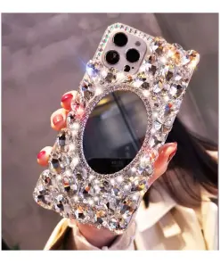 PHOEACC Luxury Diamond Bling Makeup Mirror Phone Case 3D Cover For iphone 13 Pro