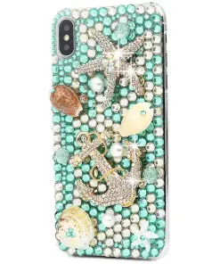 iPhone Xs Max Case Bling, Mavis's Diary Full Edge Protective Plastic Shiny Colorful Rhinestone Hard PC Cover (Anchor)