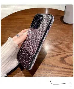 Luxury Glitter Diamond Gradient Rhinestones Phone Black Case For iPhone 14 Pro Max