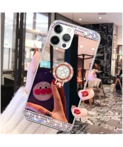 Compatible With iPhone 12 Pro Max Mirror Case Diamond With Ring Stand Protector Cover 