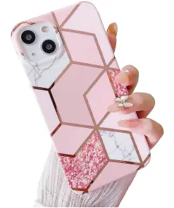 Gorgeous iPhone 13 Cover, Pretty Beautiful Pink Protective Case, iPhone 13 Bling Pink