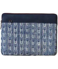 KIRGITI Indigo Dabu Print Canvas Laptop Sleeve