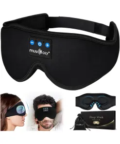 CLEANUX ZONE Sleep Headphones Bluetooth Sleep Mask 3D Wireless Music Sleeping Headphones Headband Eye Mask Sleep Earbuds for Side Sleepers Mom Men Women with Speakers Cool Tech Gadgets Gifts
