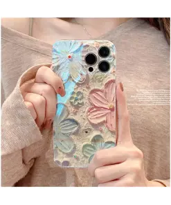 Ownest Compatible For iPhone 11 Pro Max Case With Cute Retro Oil Painting Flowers