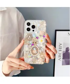 Glitter Sparkle Bling Luxury Shiny Crystal Diamond Flower Rose Soft Cover For Apple iPhone 14 Pro Max
