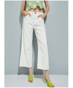 Women’s Solid Straight Wide Jeans