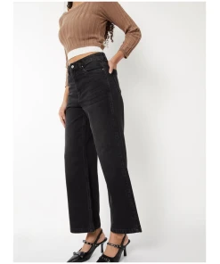 Women Washed High Rise Wide Leg Jeans