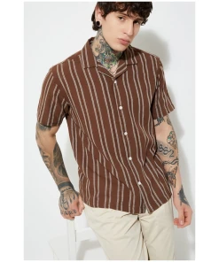 Men Striped Regular Fit Resort Shirt