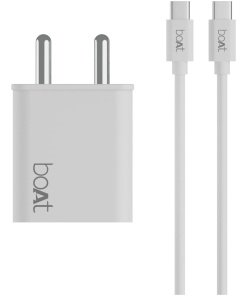 boAt WCDV 22.5W Dual Port Wall Charger With 18W Quick Charge 3.0 & 22.5W Power Delivery Support, Smart IC Protection, Auto Detection, Corrosion & PD Cable(White)