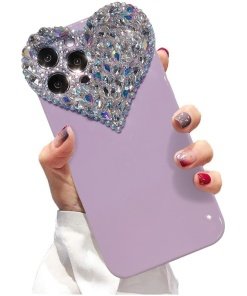 ENYTDMO Case 3D Aesthetic Heart Gems Soft Bumper Case Cover For iPhone 13 Pro Max