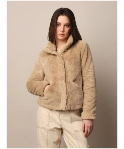 Women’s Beige Teddy Faux Fur Jacket