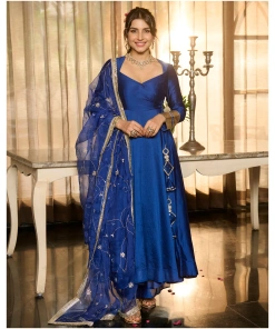 Traditional Harshini Blue Chanderi Suit Set with Modern Comfort