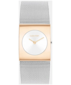 Women’s Silver Mesh Quartz Watch with White Dial