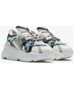 Statement White Over Panelled Chunky Sneakers for Men with Modern Minimal Detailing and Stylish Look