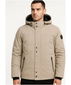 Comfortable Men’s Winter Jacket with Zipper Closure and Inner Padding