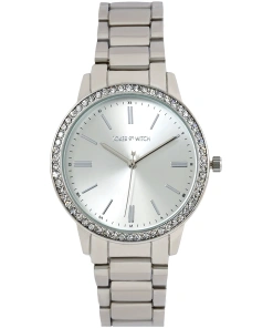 Sophisticated Silver Rhinestone Watch Featuring a Shimmering Dial and Polished Metal Bracelet