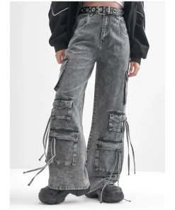 Women’s Faded Grey Stretchable Dad Jeans