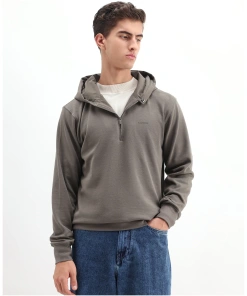 Regular Fit Sweatshirt for Men in Dark Olive Shade