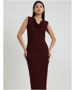 Wine Bodycon Maxi Dress for Women