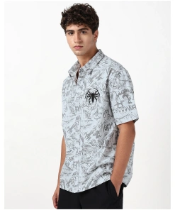 Men’s Grey Venom All-Over Printed Oversized Shirt
