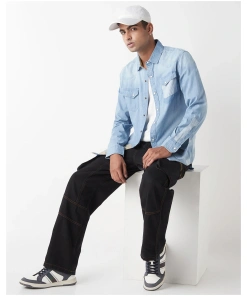 Light Blue Faded Wash Casual Shirt for Men